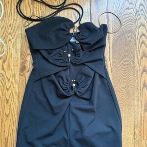 Elliatt Black Halter Dress with Unique Detailing